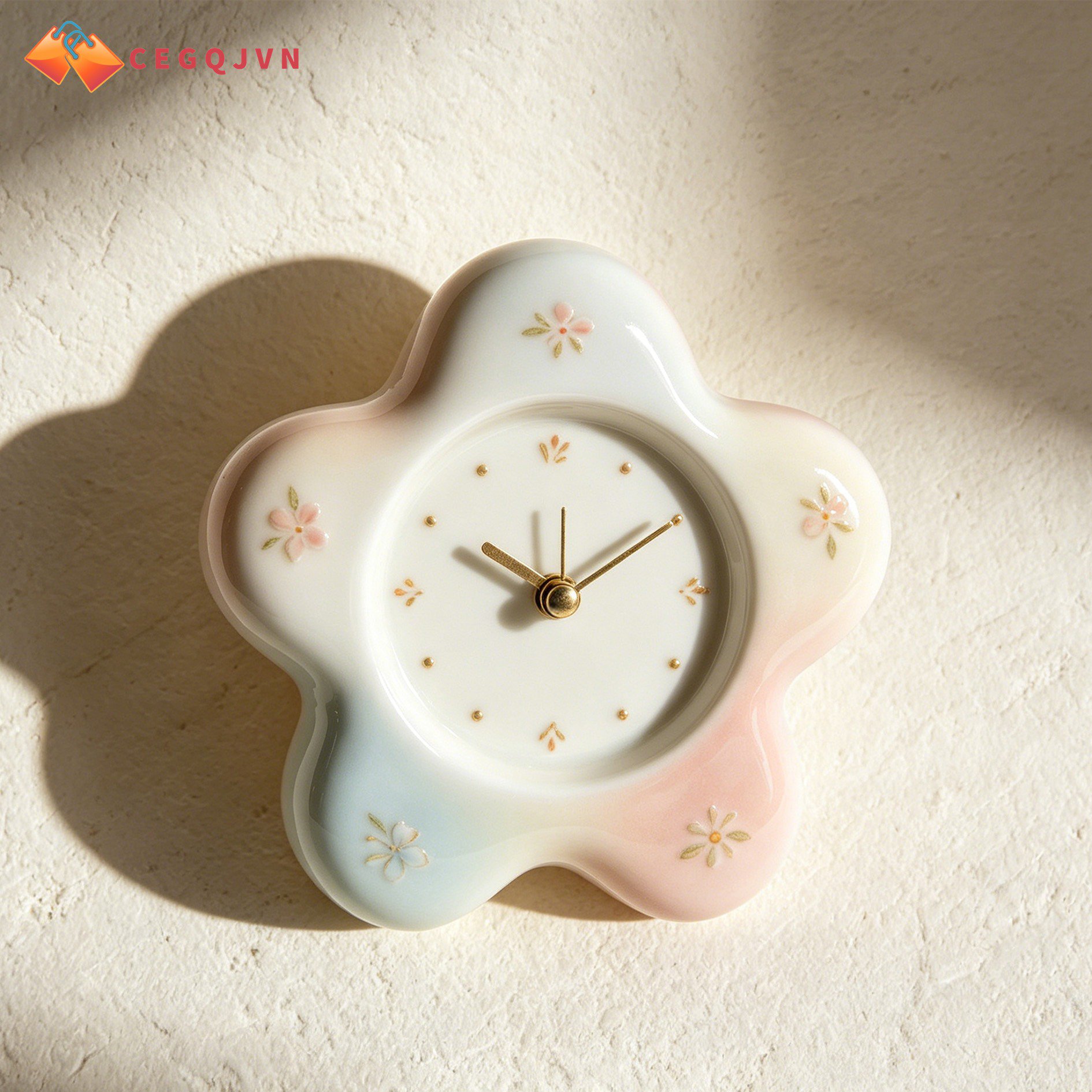 Flower-shaped ceramic clocks (2 pieces)