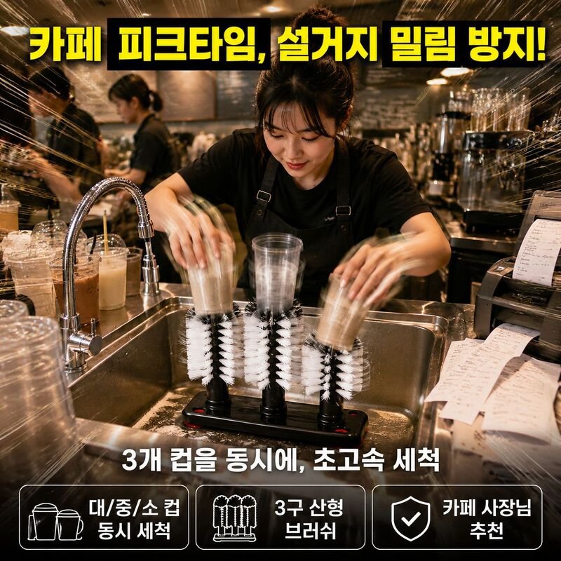다기능 회전 브러쉬 컵세척기 카페 전용 유리 잔 세척솔 업소용 식기세척기