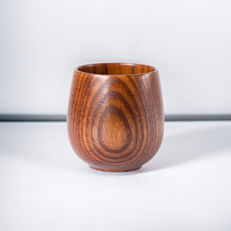 Wooden cup, large wooden cup, small wine glass, retro insulated restaurant tea cup