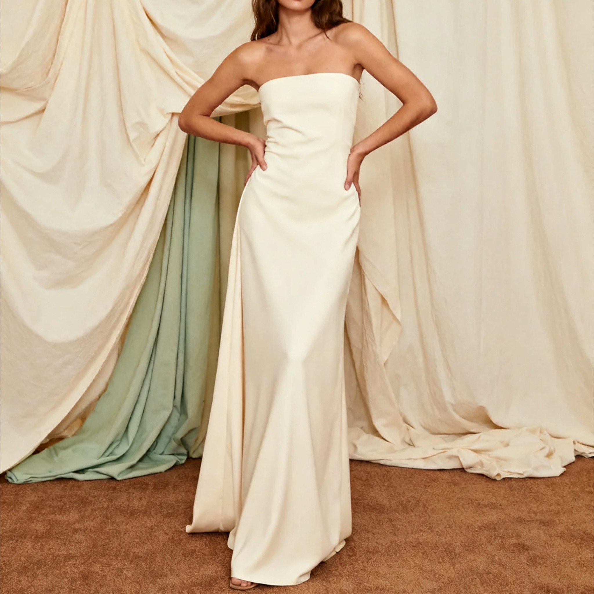 급스러운 새틴 이브닝 원피스 