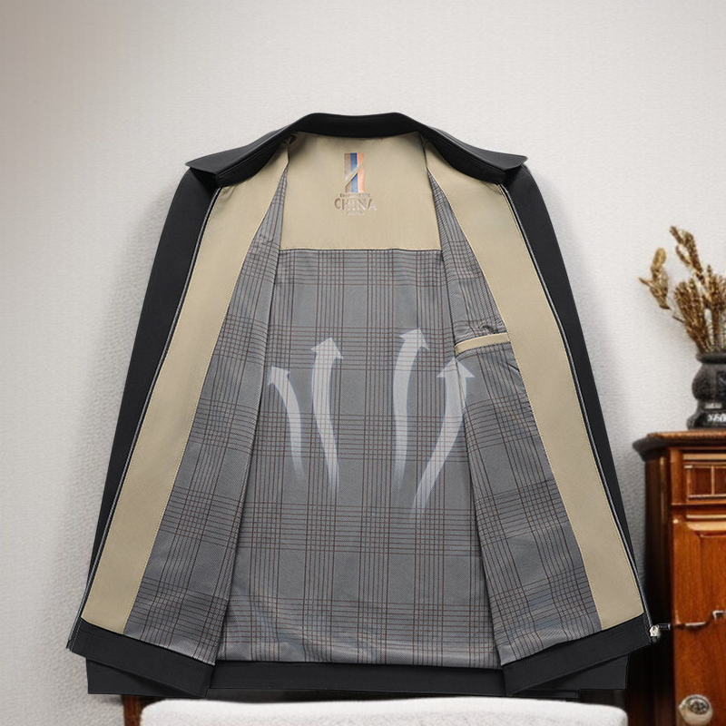 中高年向けビジネスカジュアル春用チャイナカラー男性ジャケット