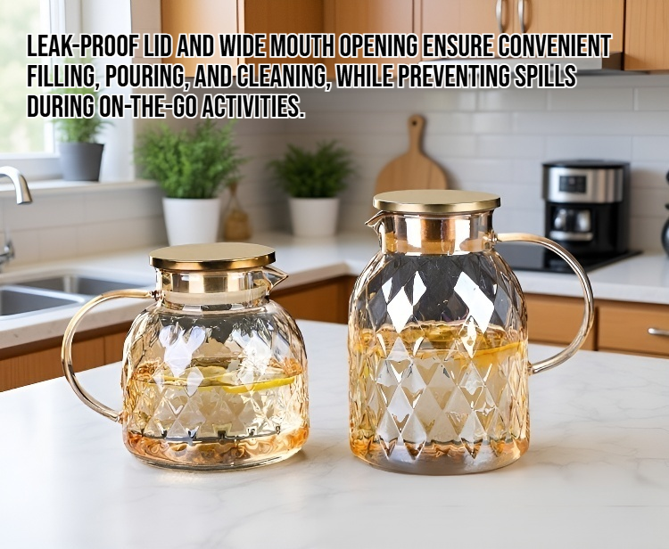 Large capacity high borosilicate glass water bottle front view