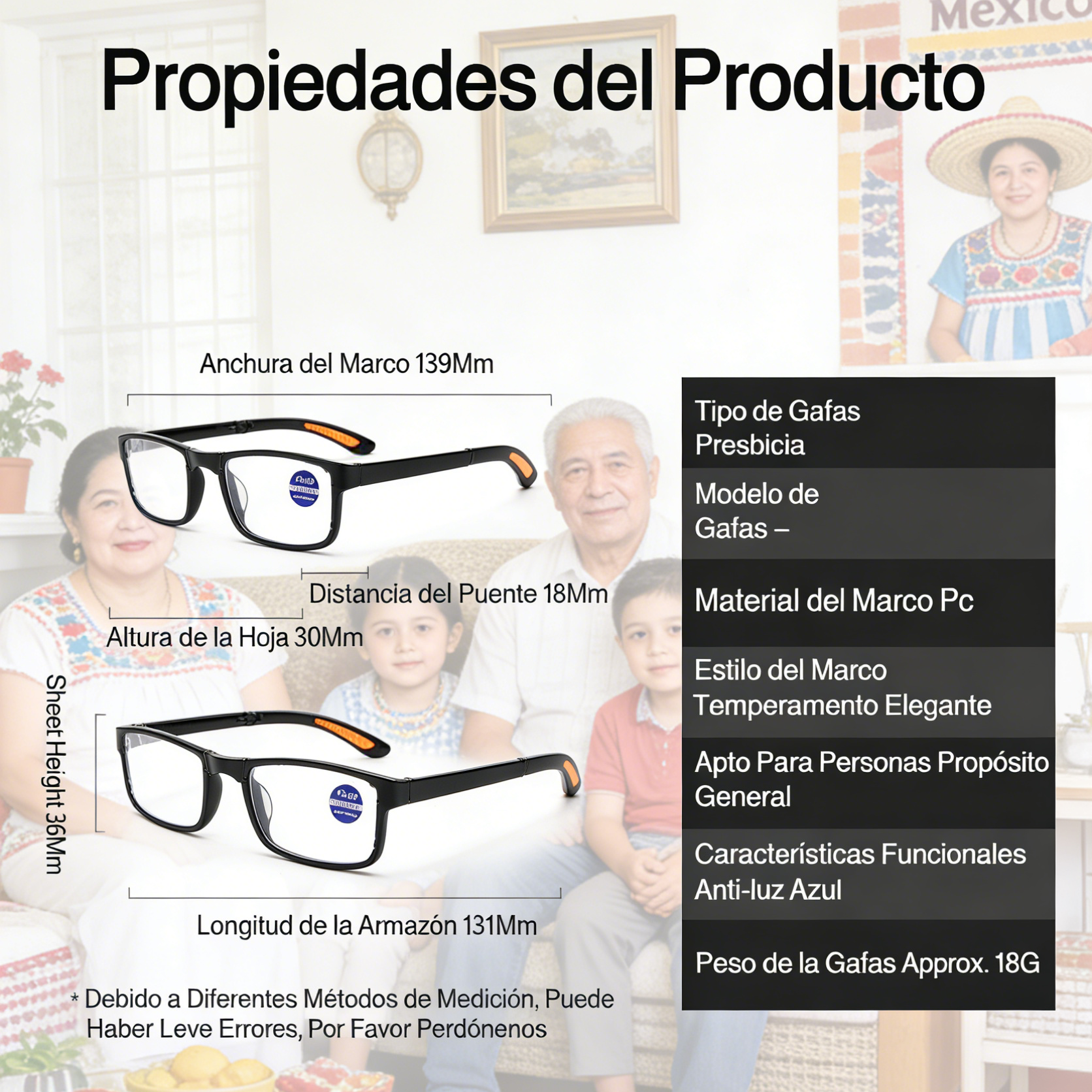  Gafas de lectura plegables de alta definición con protección contra luz azul
