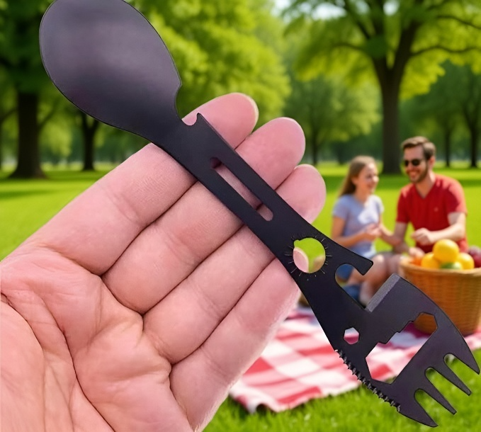 Kompaktes Camping-Besteck – Gabel und Löffel in einem