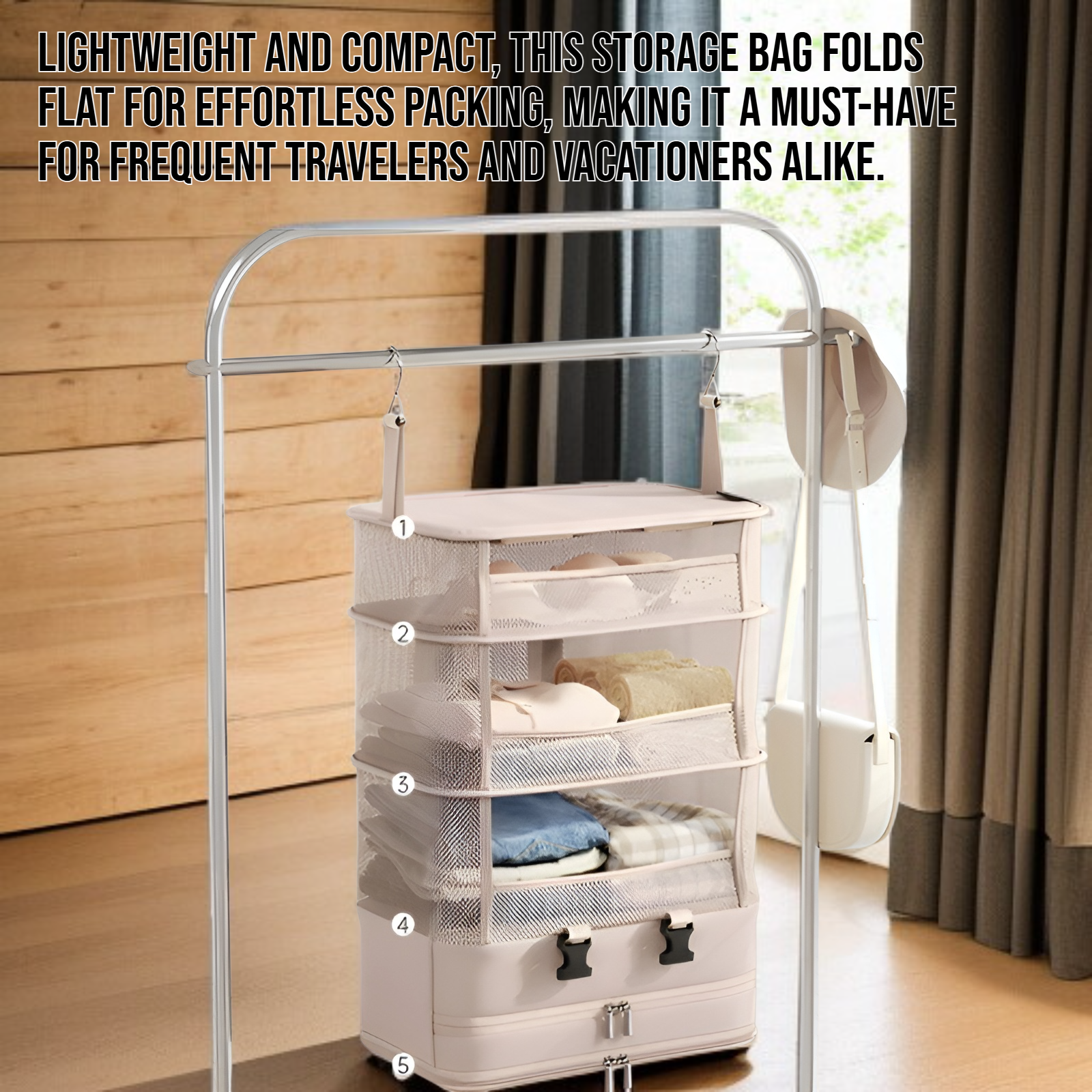 Foldable travel organizer bag for toiletries