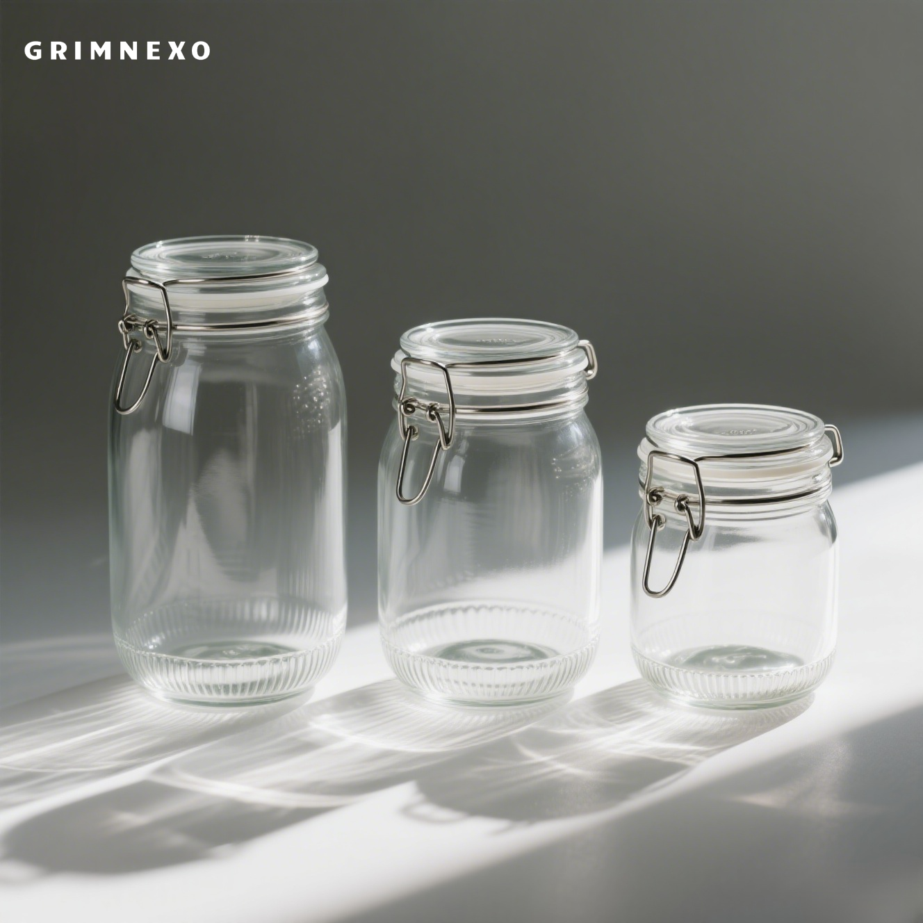 Airtight clear jars storing cereals and snacks