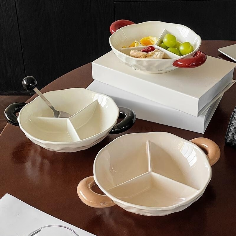 簡約風格陶瓷分隔早餐盤餐具