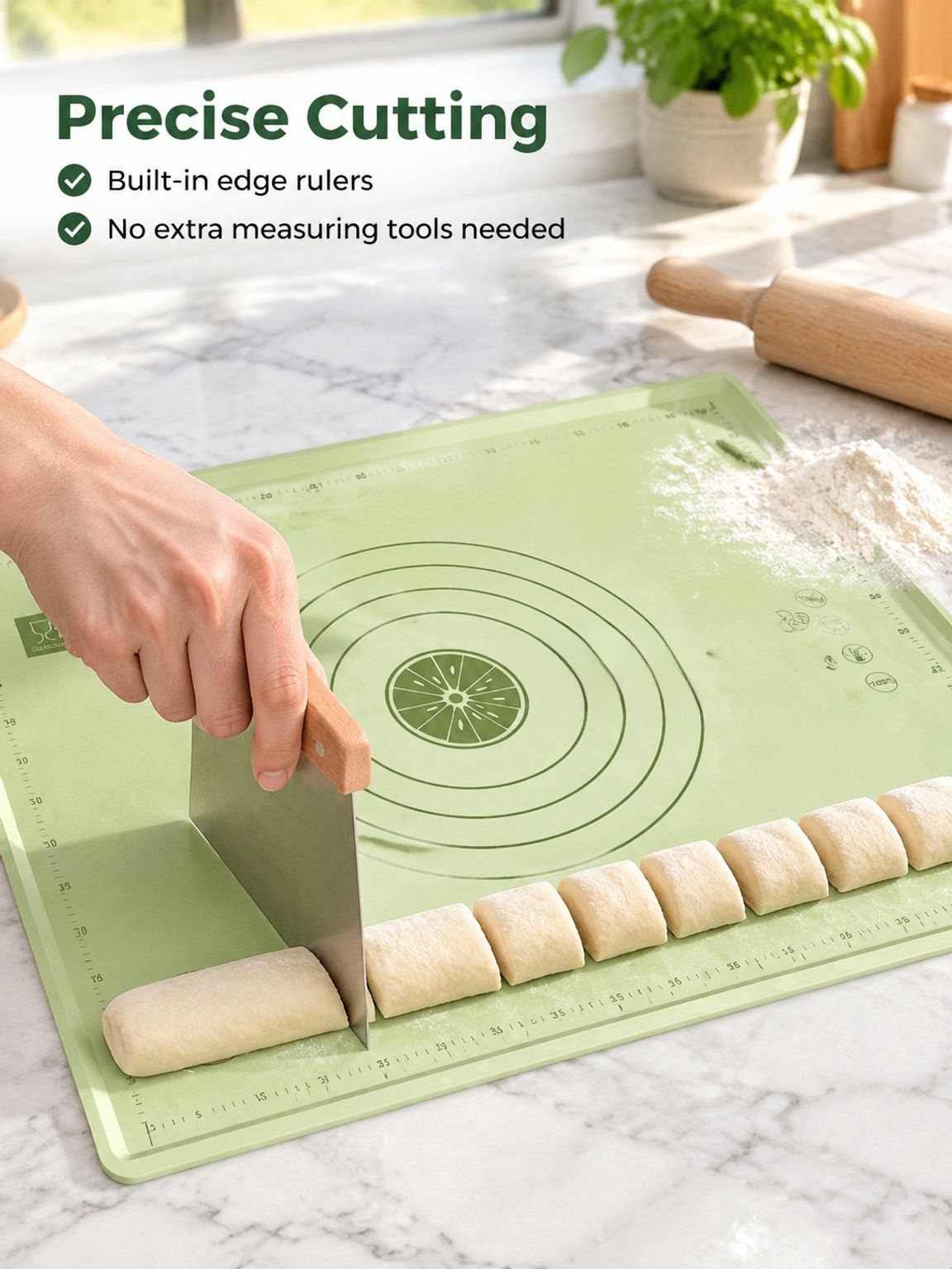 Non-slip fondant rolling mat for cake decorating