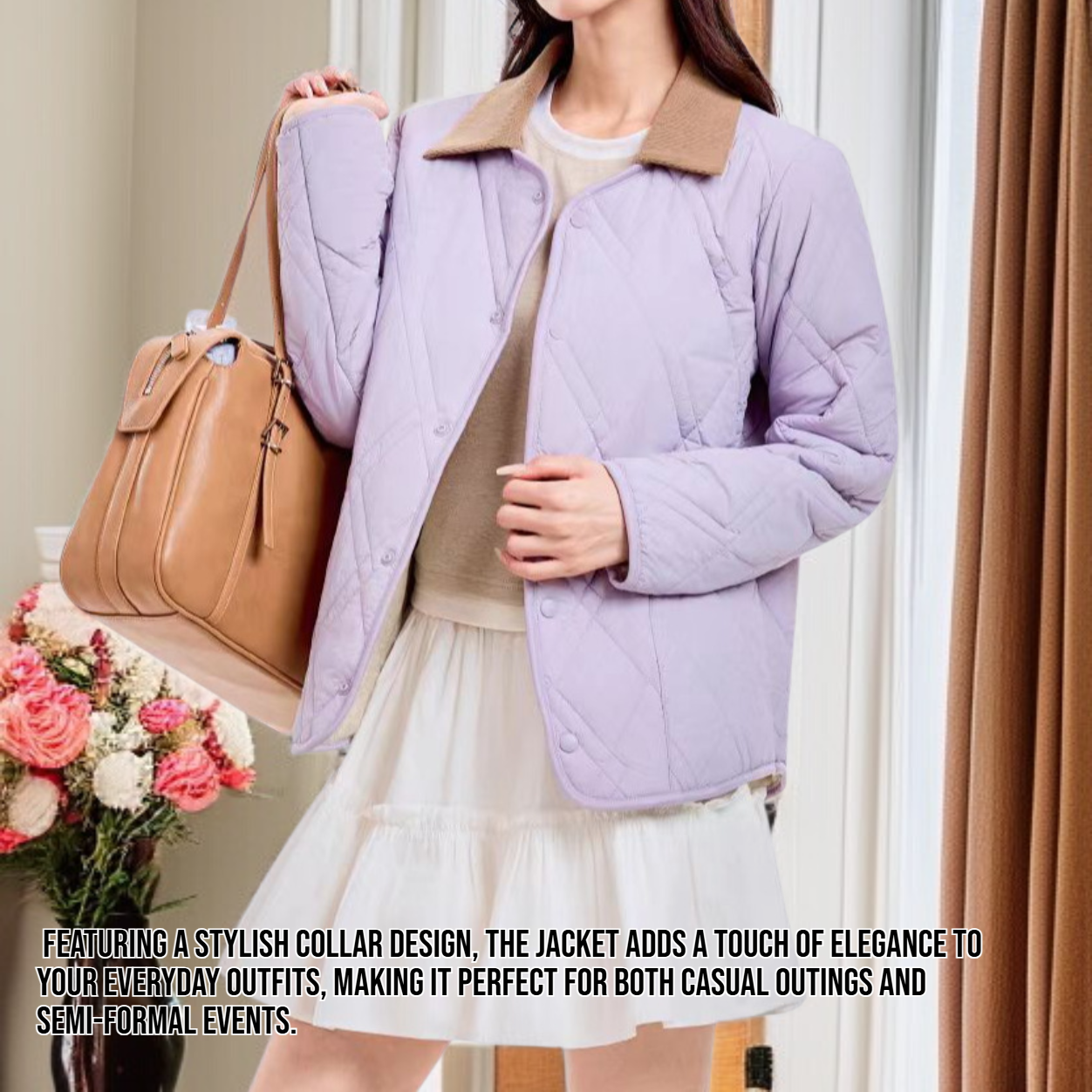 Women's autumn and winter cotton jacket with a collar