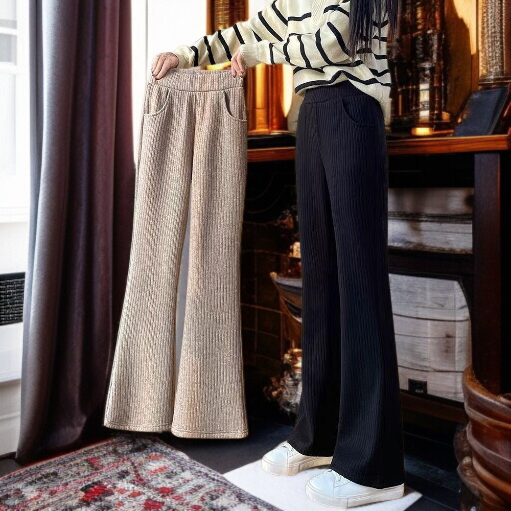 レディース厚手カジュアルフレアパンツ