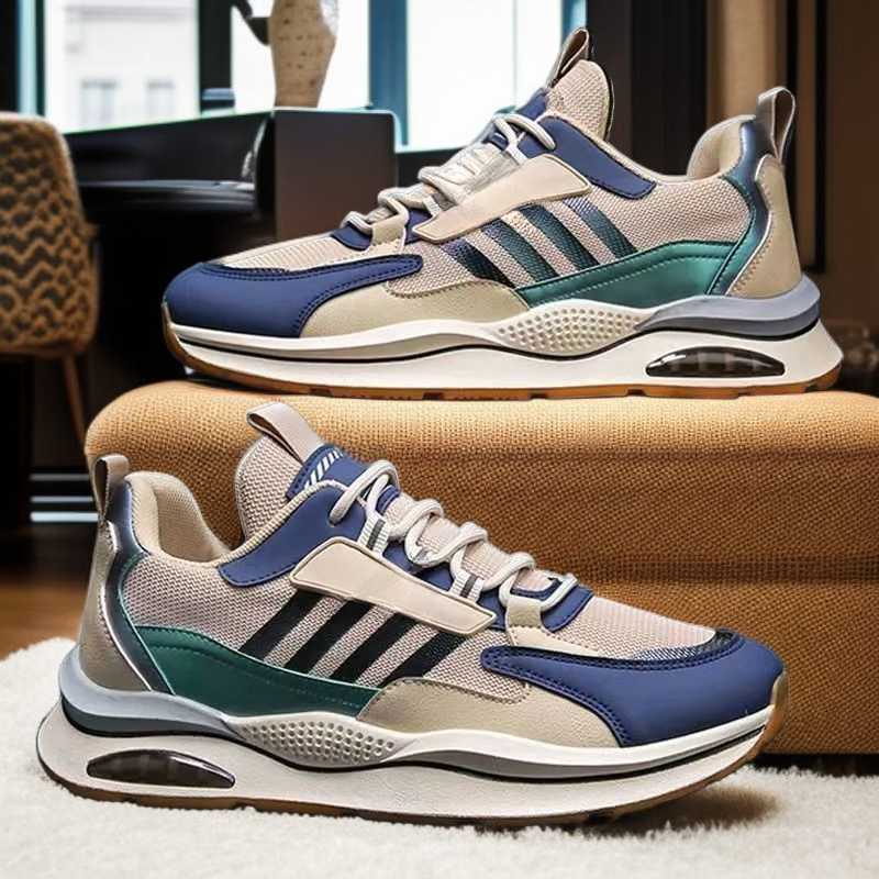 حذاء رجالي رياضي عصري متعدد الاستخدامات مقاوم للانزلاق وجديد قابل للتنفس بنسيج شبكي