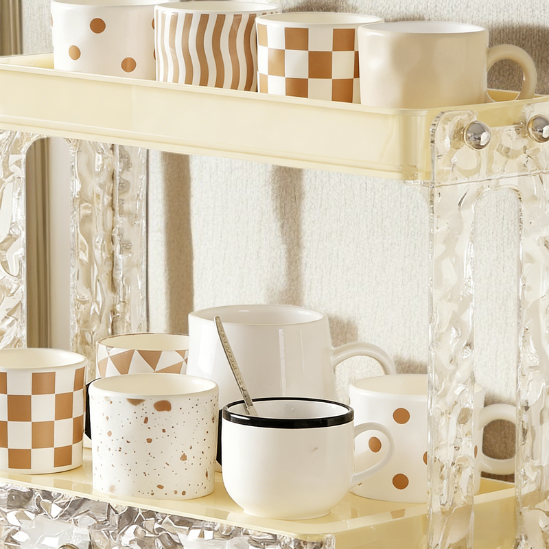 高端輕奢冰河紋桌上杯架收納辦公家用