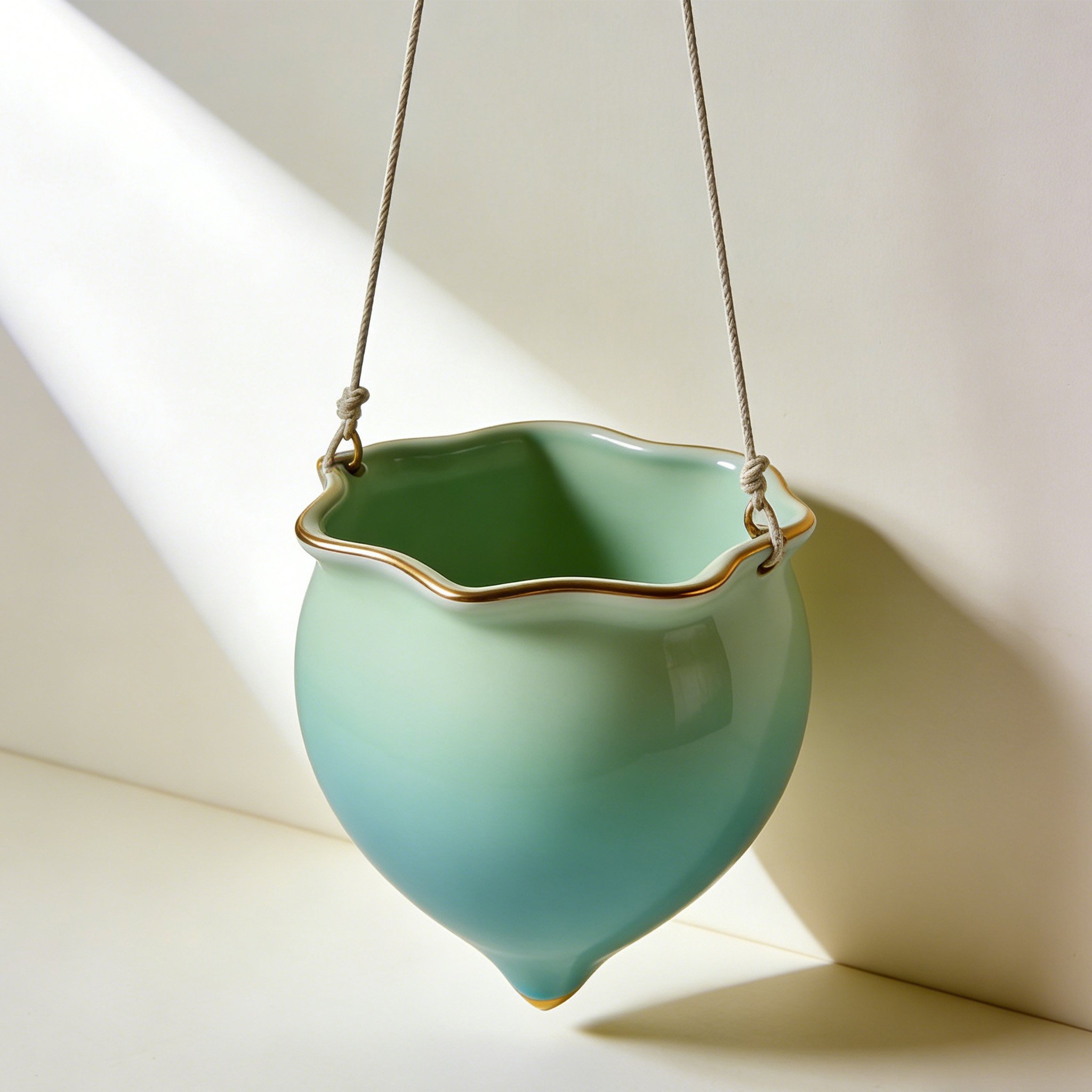 Juego de 2 macetas colgantes de cerámica blancas modernas