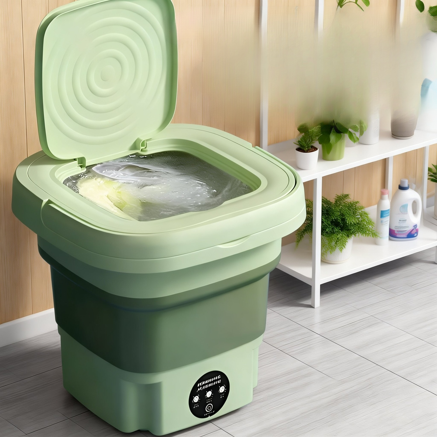 Wäschekorb zusammengefaltet für einfache Lagerung