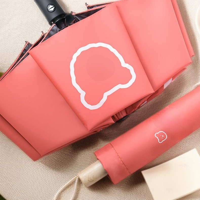  Double-layer Foldable Waterproof Umbrella, Three-section Black Sunshade