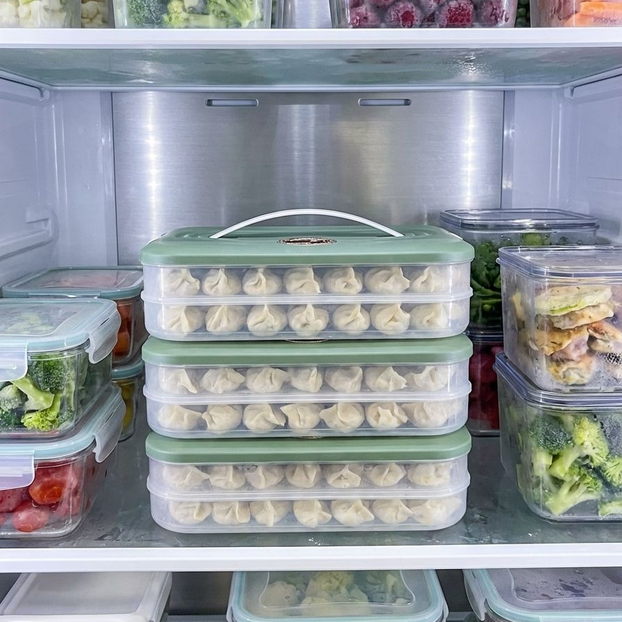 餃子保存容器の冷蔵庫収納例
