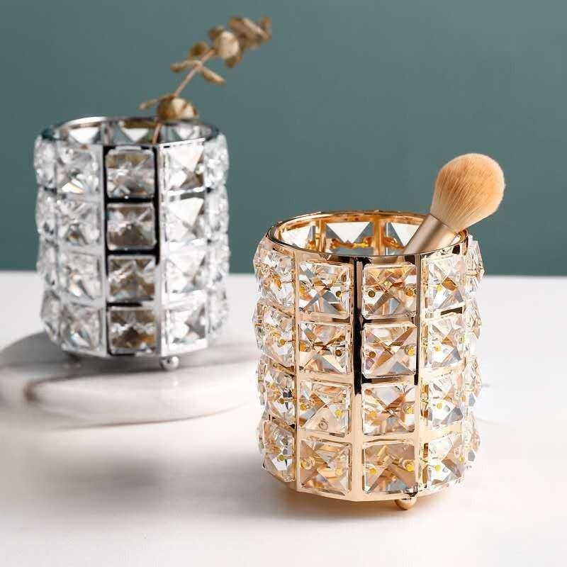 Hot sale crystal pen holder round desktop storage makeup brush holder makeup brush storage pen holde