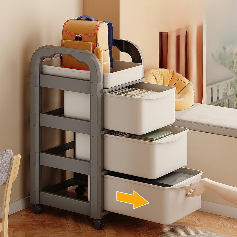 Multi layer floor storage rack for mobile carts