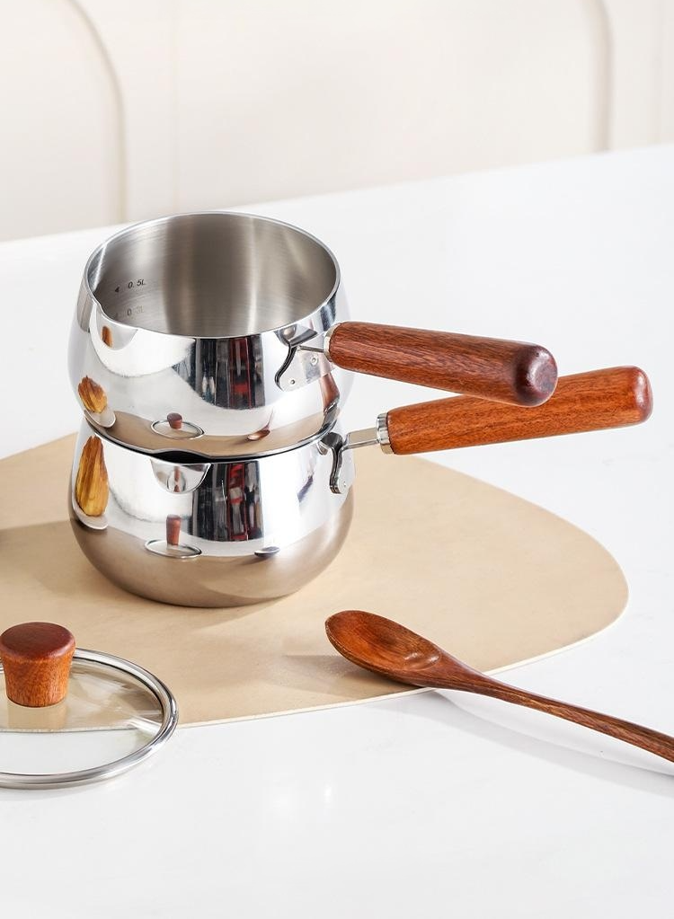 Olla de leche para bebé de acero de tres capas