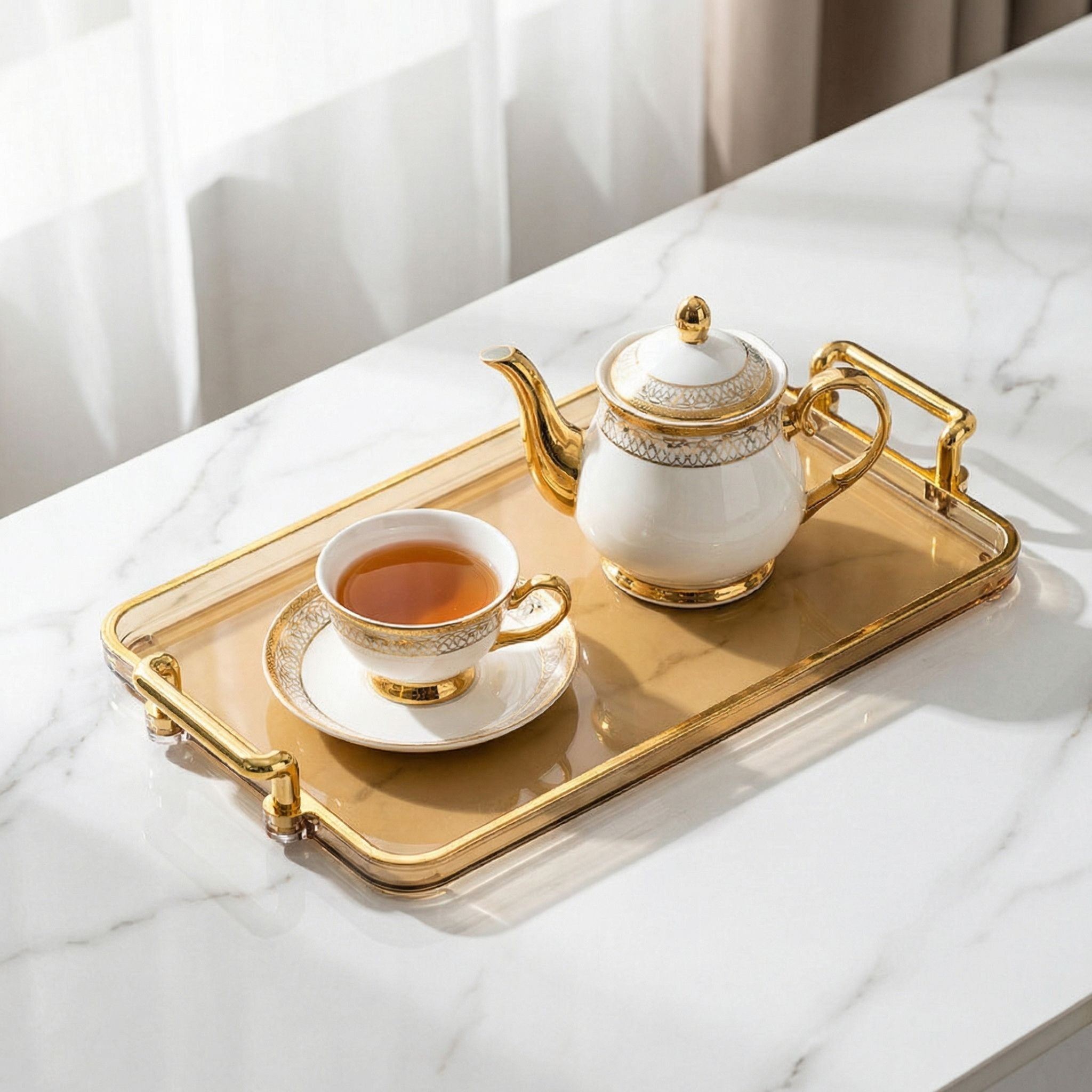Luxuriöses rechteckiges multifunktionales Teetassentablett