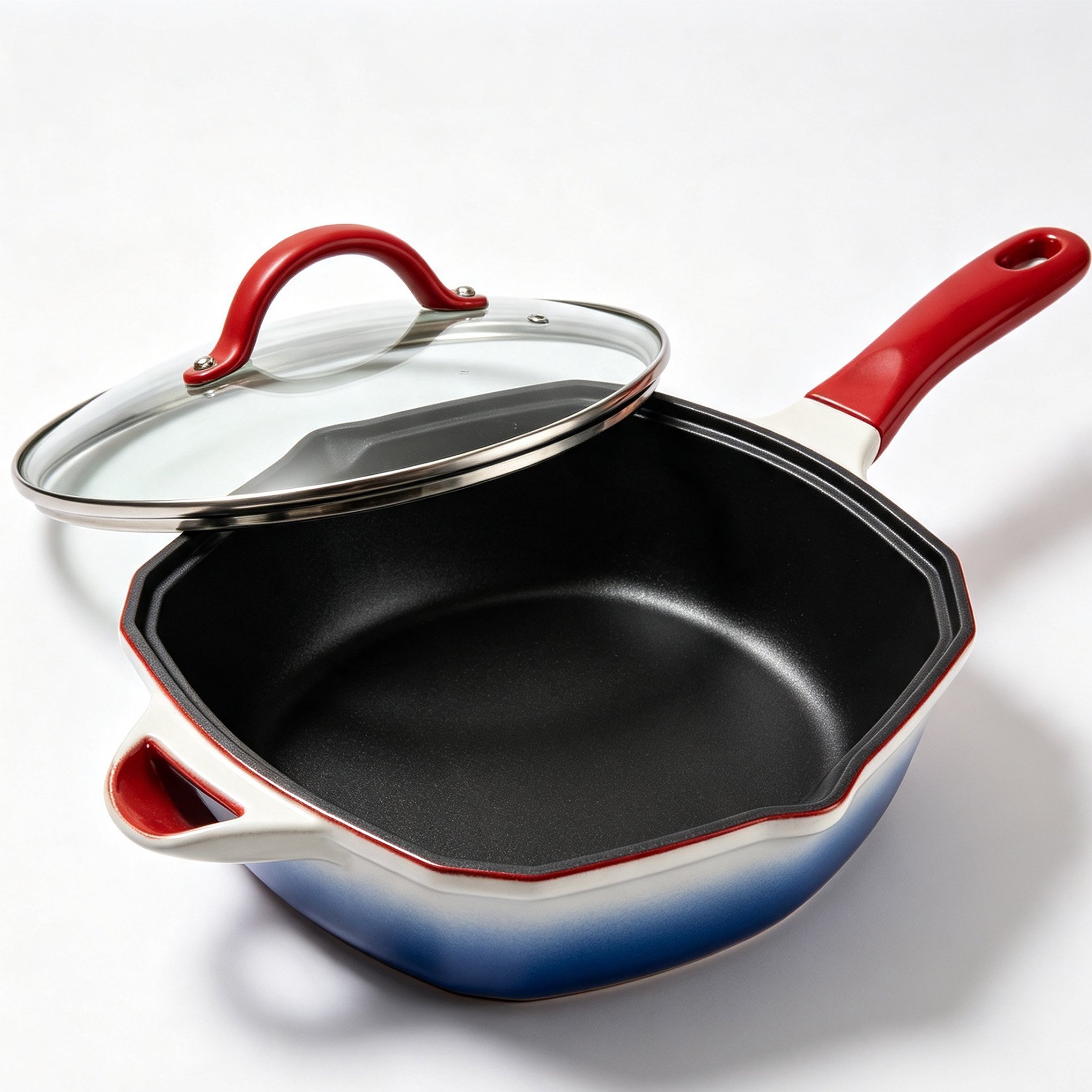 Blue Rhythm Star Anise Non-stick Wok on kitchen counter