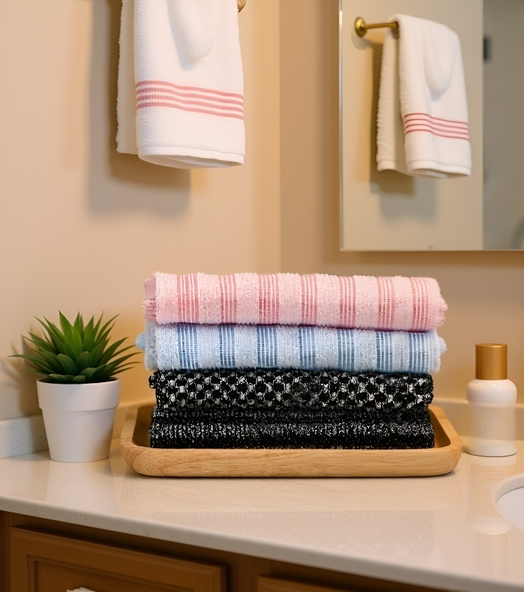 Luxurious Langes Badetuch in elegant bathroom setting