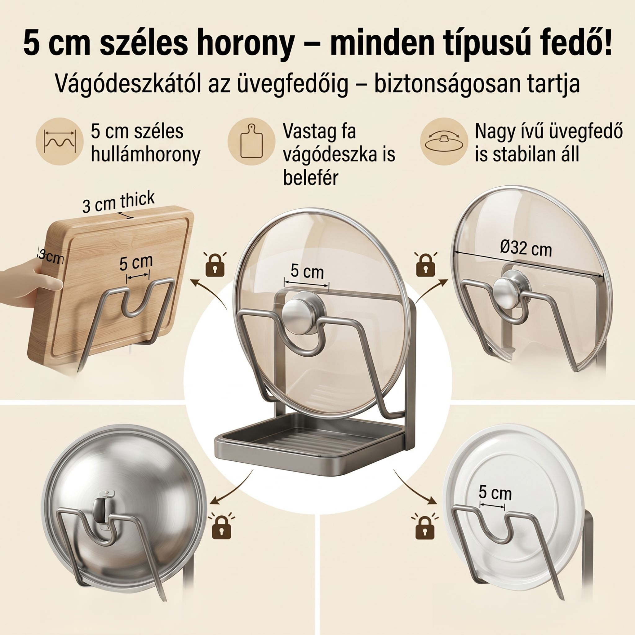 Többfunkciós fedőtartó asztali rendszerező