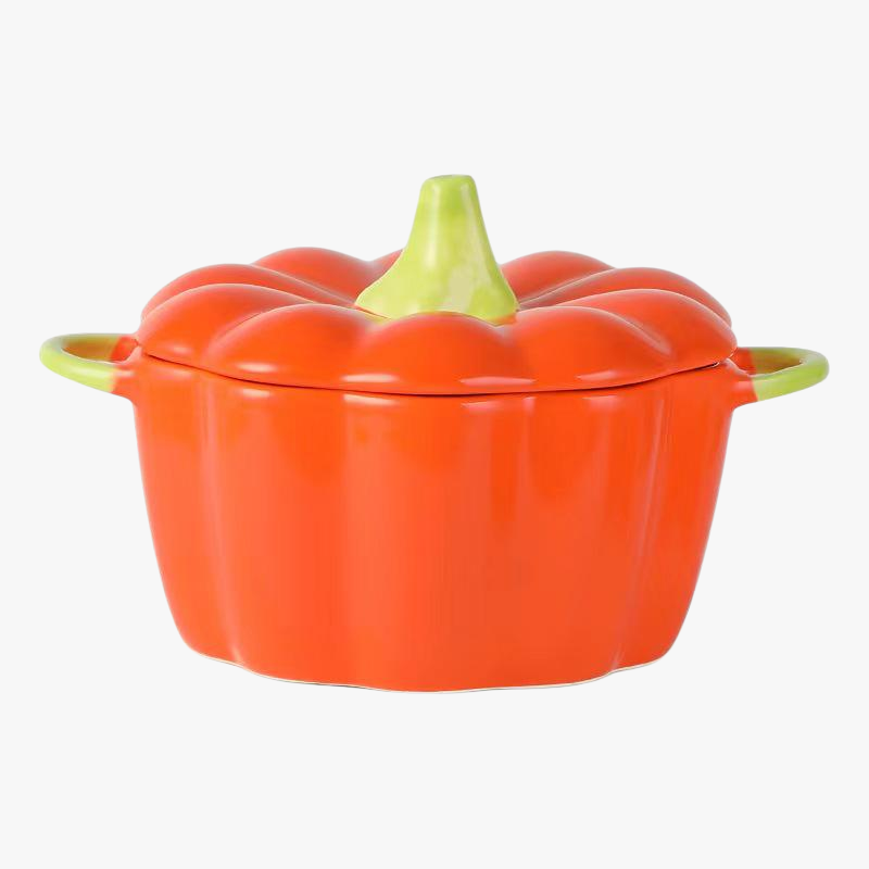 Calabaza con tapa y dos asas, cuenco de cerámica para sopa y arroz, color bajo vidriado