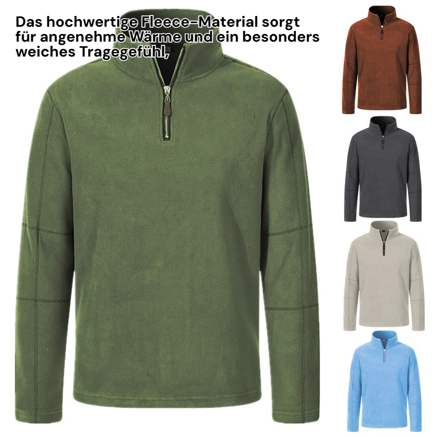 Herren-Fleece-Pullover mit Stehkragen und halbem Zipper, langärmlig, modisch