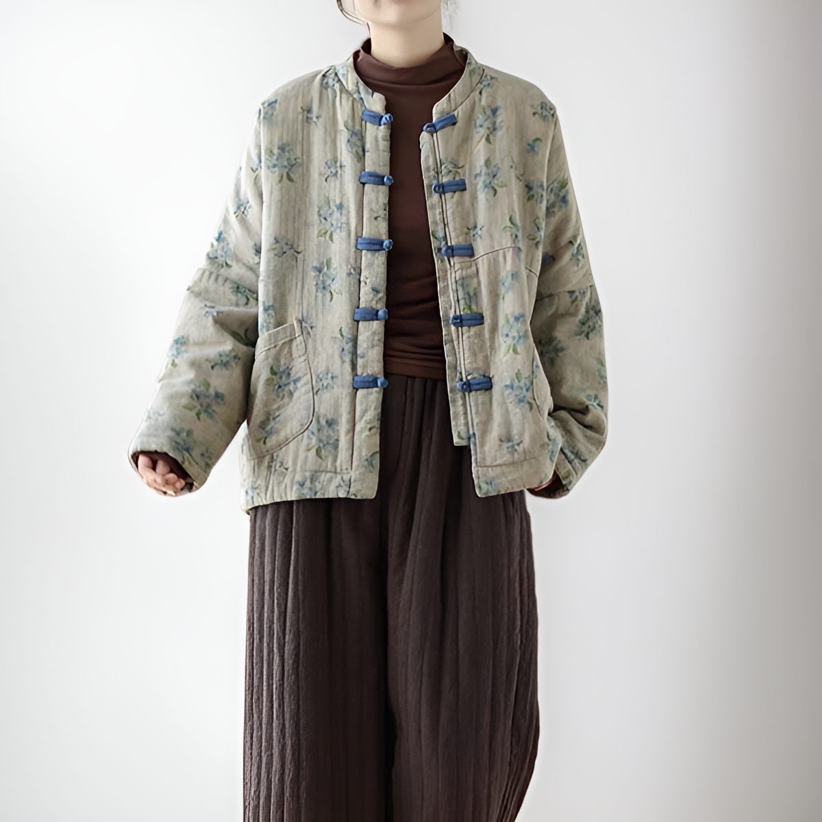 여성용 프린트 퀼팅 코튼 패딩 재킷