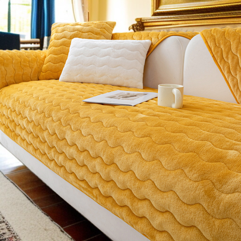 겨울 소파 커버 미끄럼 방지 두꺼운 보풀 대두 섬유 소파 커버 커버