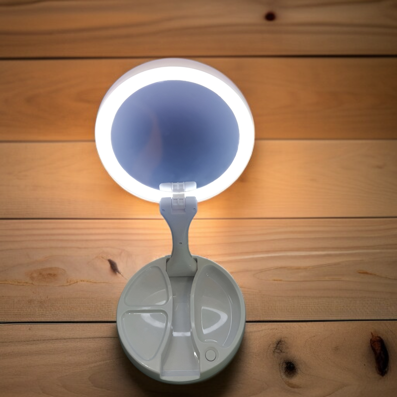 折りたたみ化粧鏡 LED ライト化粧鏡ポータブル両面拡大鏡ライトミラー充電デスクトップデスクトップホームミラー