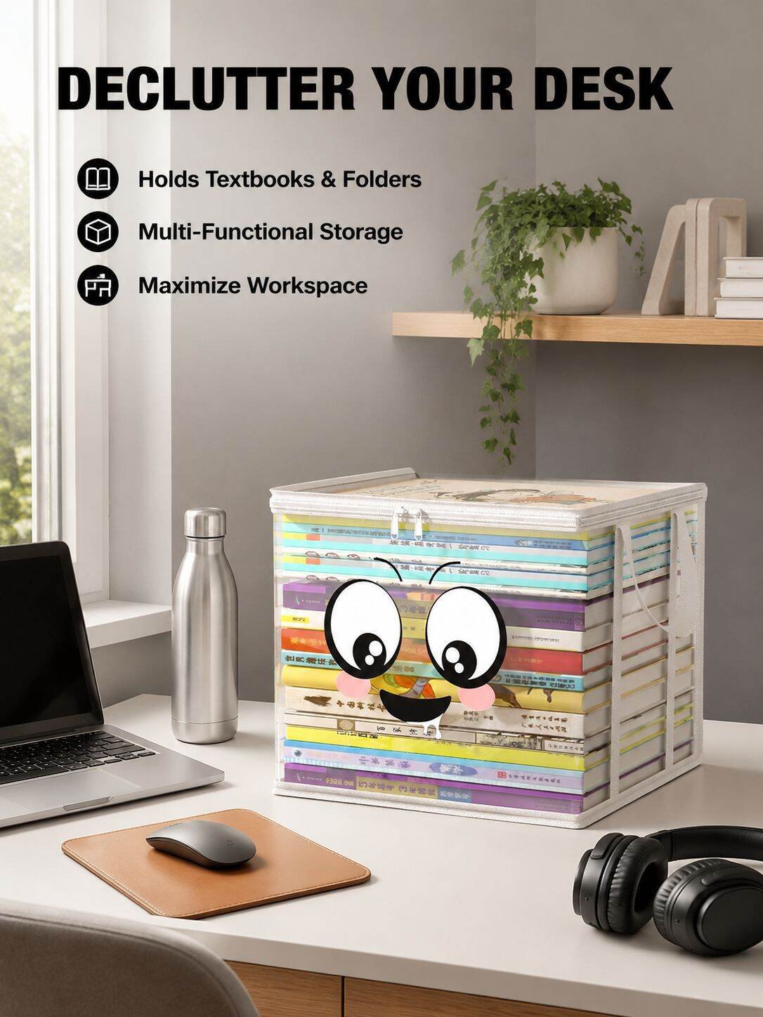 Transparent Dustproof Book Storage Bag Desktop Bookshelf Organizer