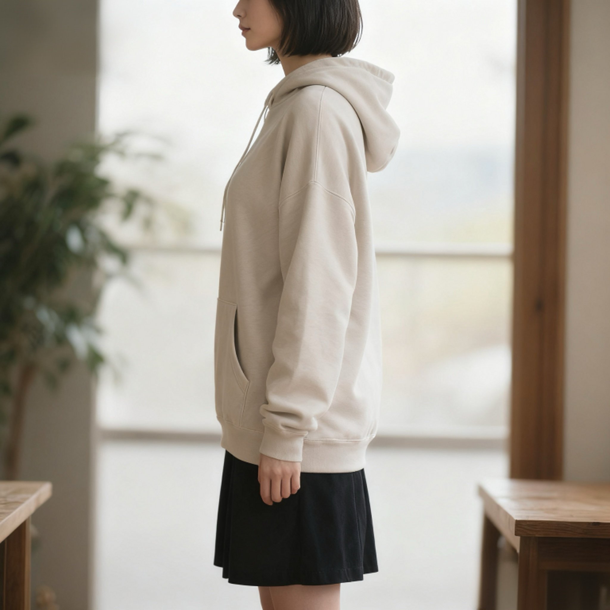 ゆったりシルエットの厚手パーカー 背面画像