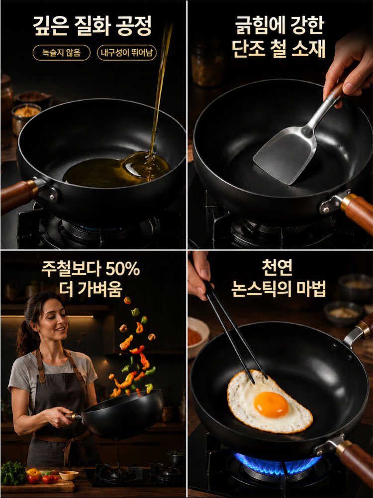 넉넉한 대용량 논스틱 딥팬