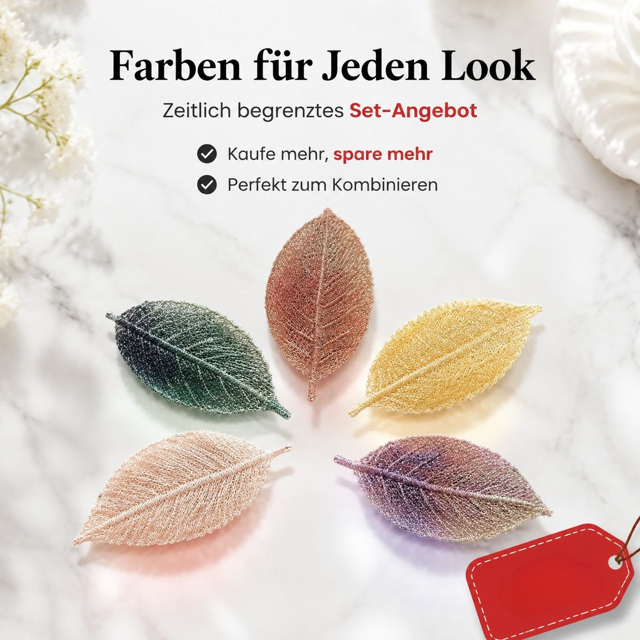 Modische BB-Haarspange mit gesticktem Blatt – Mädchen Seitenklammer Haarschmuck