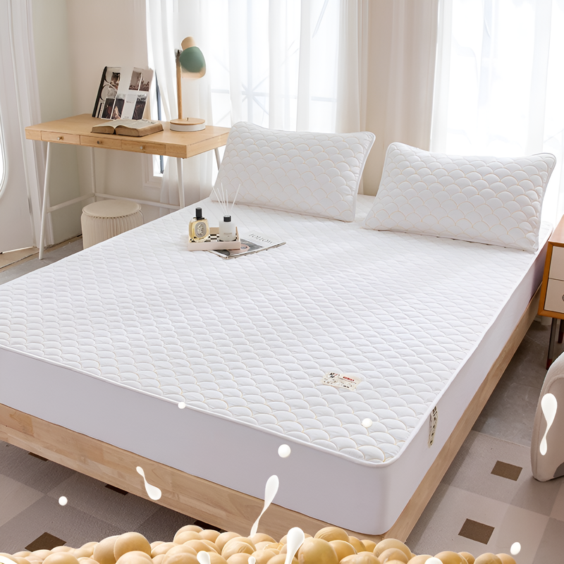 Pure Cotton Fitted Mattress Protector Non-slip Washed Cotton