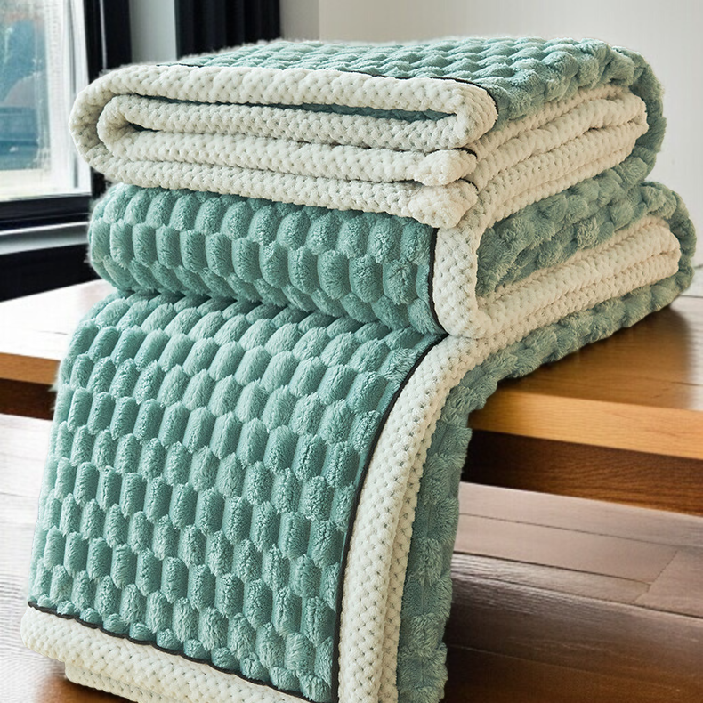 겨울용 고그램 모자 담요 소파 위 모습