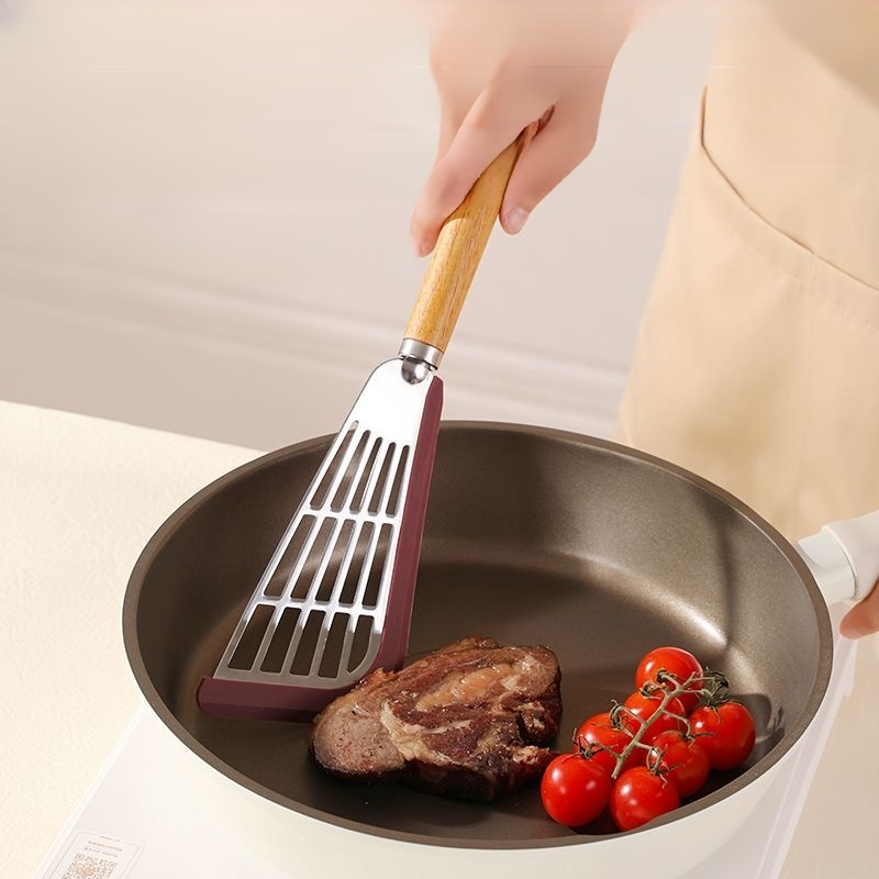 Solid Wood Handle Silicone Spatula for Non-stick Pans