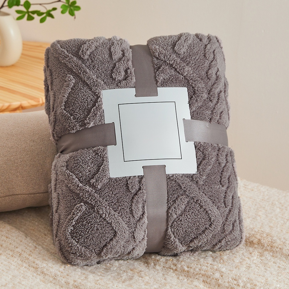 Manta de terciopelo coral AB, doble cara, jacquard de franela