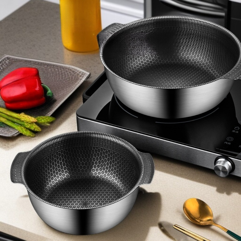 Honeycomb double-eared non-stick pan