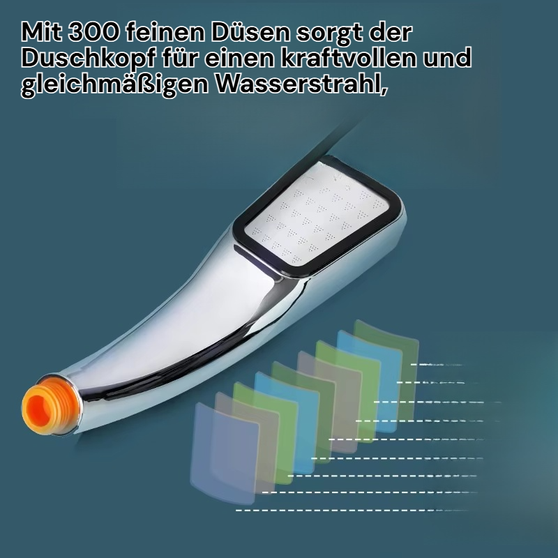 Handbrause mit 300 Düsen, Edelstahl Sprühkopf, 150g, Schwarz Matt