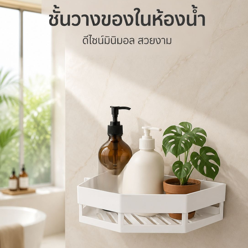 ชั้นวางติดผนังข้างโถสุขภัณฑ์ สำหรับเก็บของในห้องน้ำ