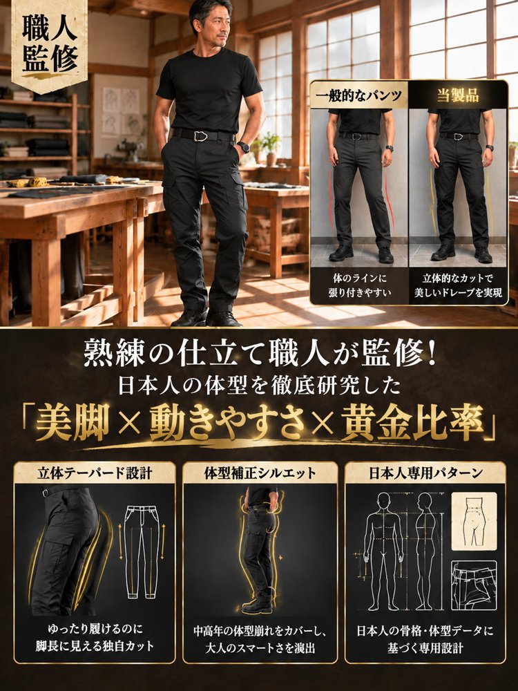 撥水ストレッチタクティカルパンツ
