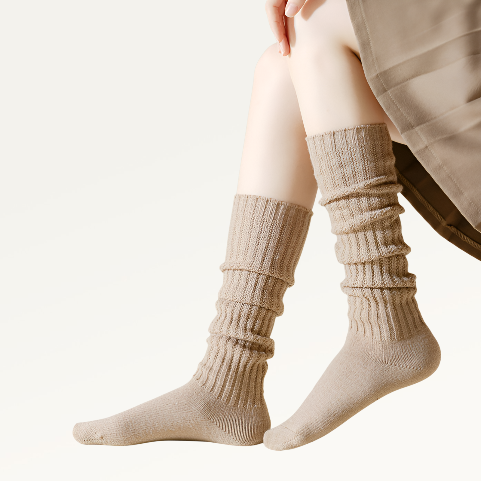 ウール暖かいソックス、秋冬レトロパイルカーフソックス