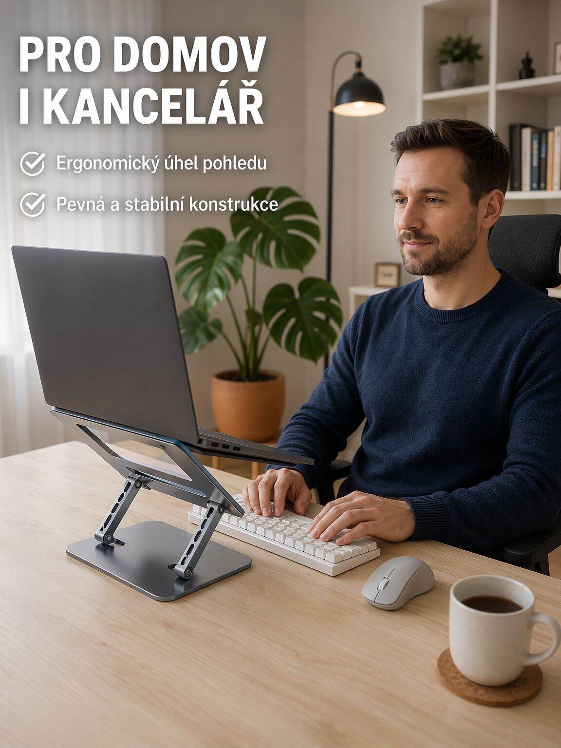 Přenosný kovový stojan na notebook s funkcí zvedání a chlazením