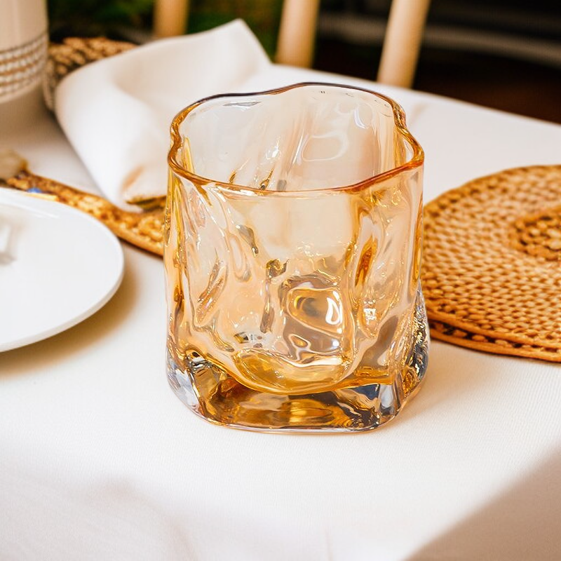 Summer Twist Glass Cup - Unique Shaped Whiskey and Water Tumbler