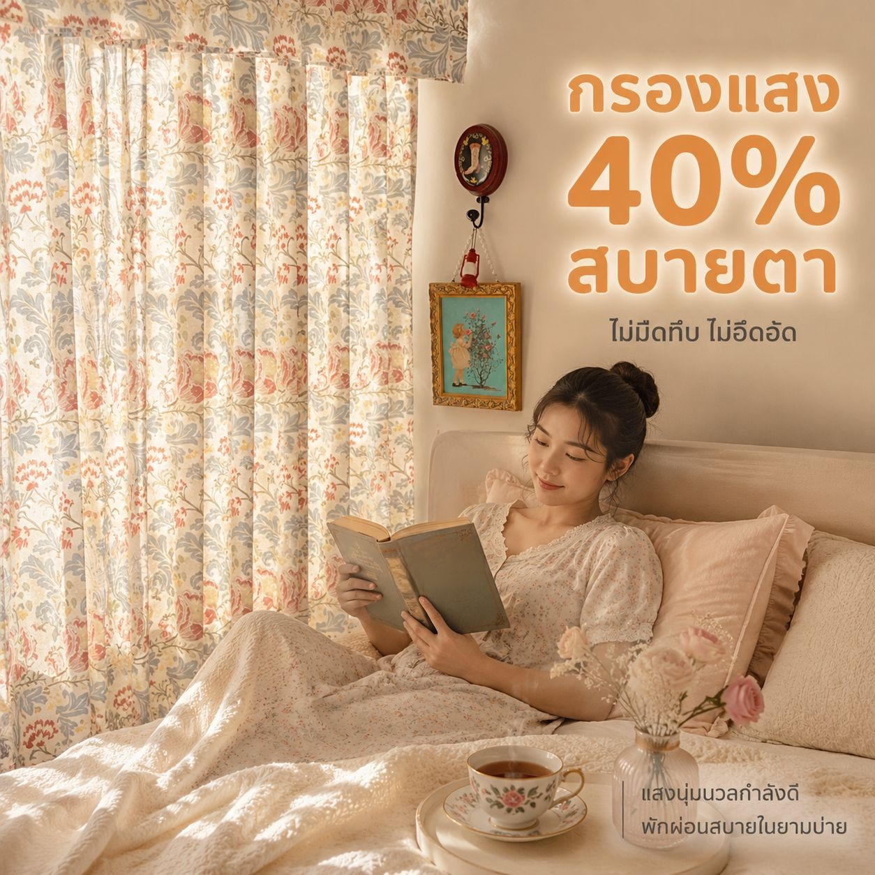 ชุดผ้าม่านกันแสงสำหรับหน้าต่างเล็ก สไตล์นอร์ดิก 2 ชิ้น
