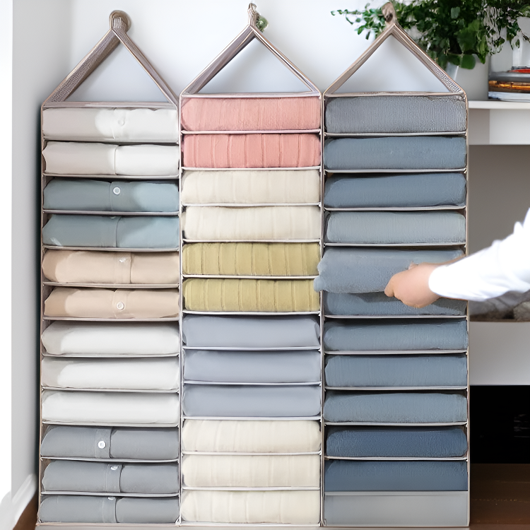 ワードローブ仕切り収納ボックス、大容量、透明、折りたたみ可能