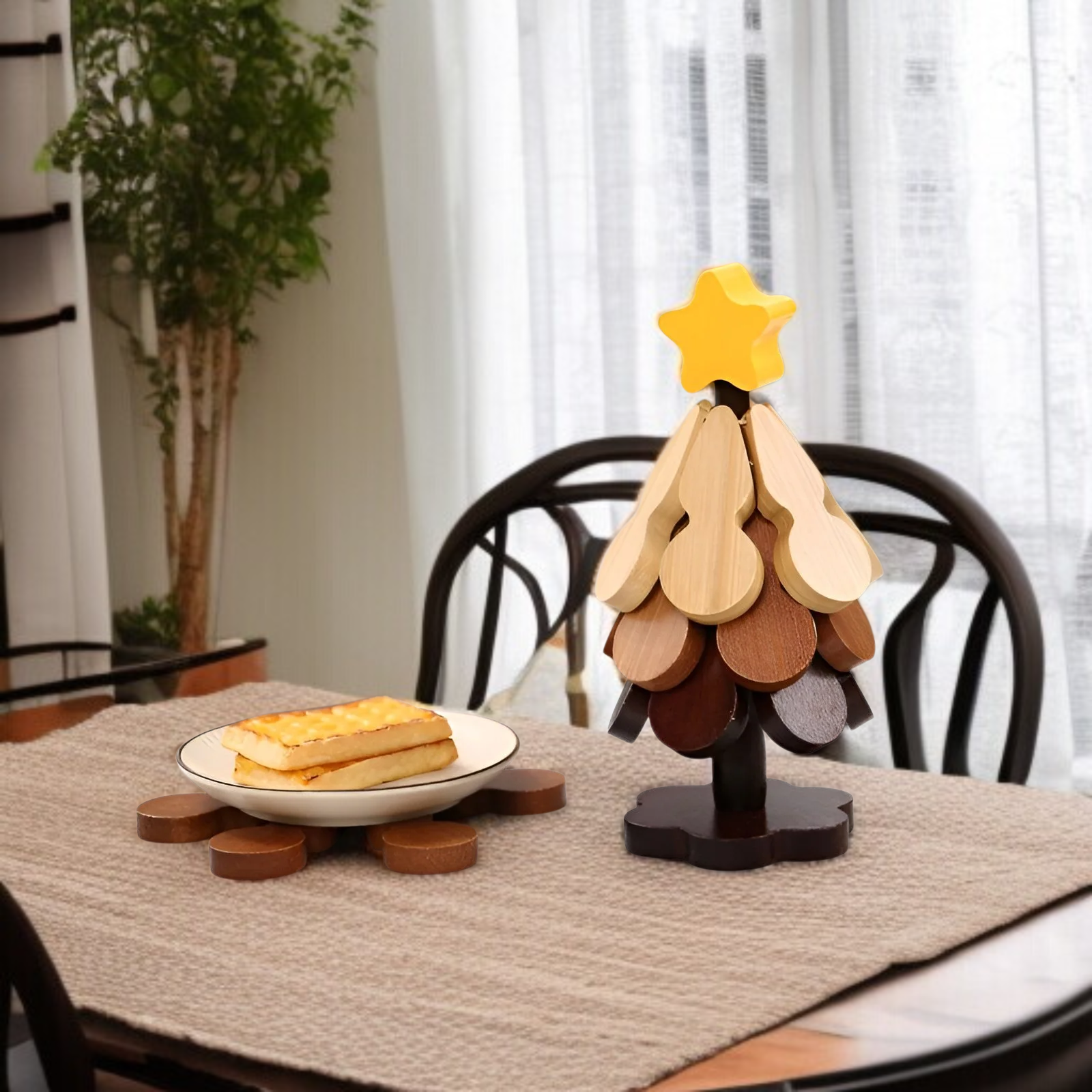 ポットやボウルを置く木製マット